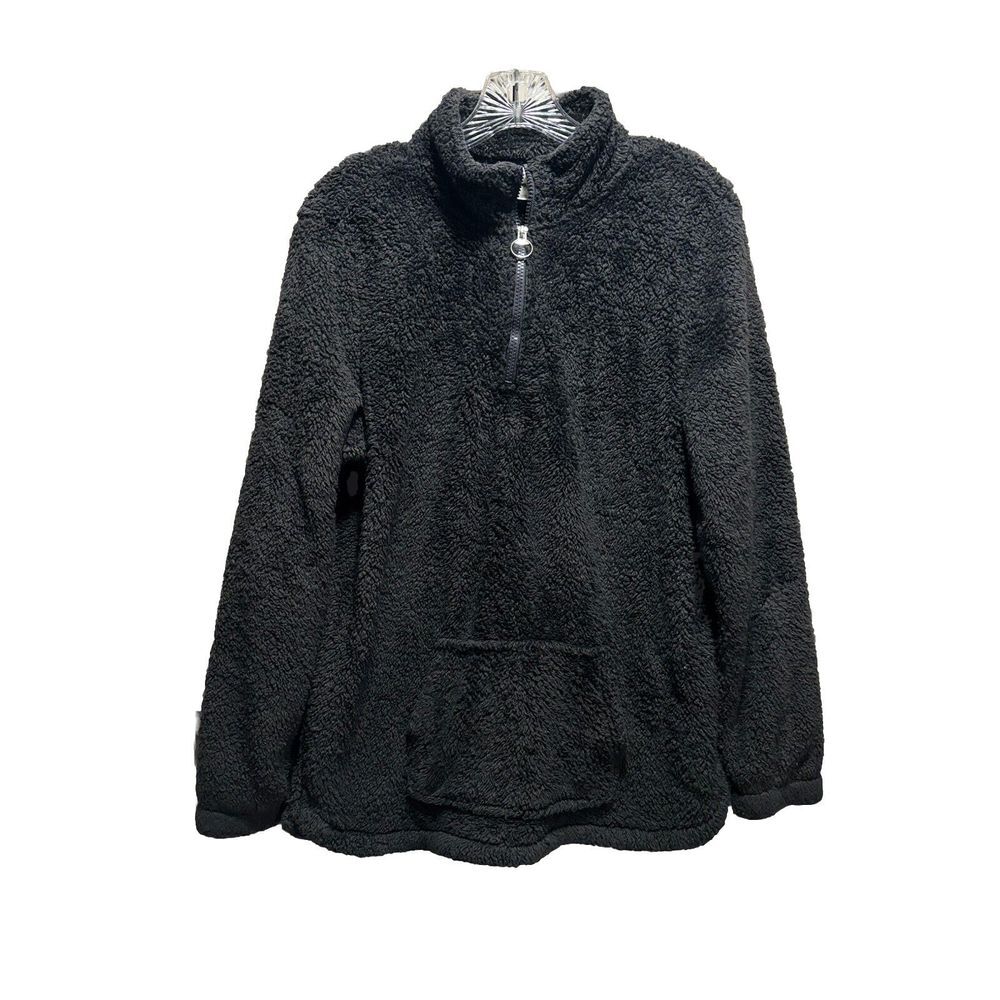 Christopher & Banks Gray Sherpa 1/4 Zip Up Pullover Size L Long Sleeve Pockets